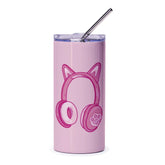Cute Pink Tumbler with Cat Ears and Headphones product type